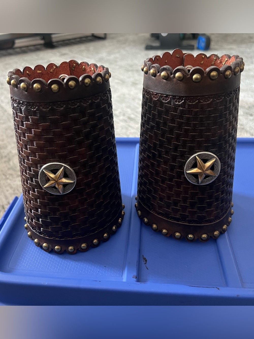 Western Star Embossed Brown Leather Cuffs